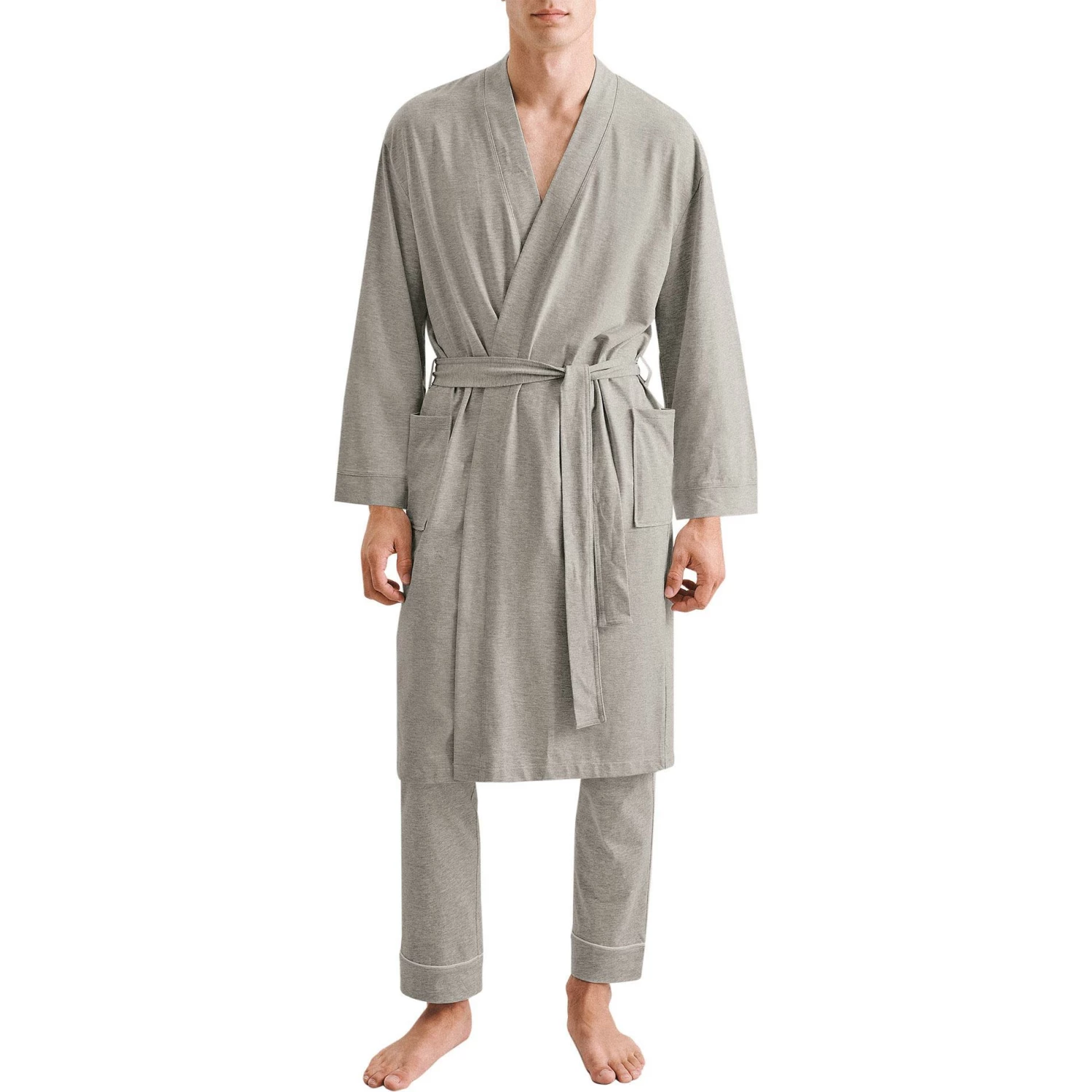 Seidensticker Bademantel 12.100039/0031 Baumwoll-Jersey, Hellgrau meliert, Hellgrau 1 Seidensticker Bademantel 12.100039/0031 Baumwoll-Jersey, Hellgrau meliert, Hellgrau